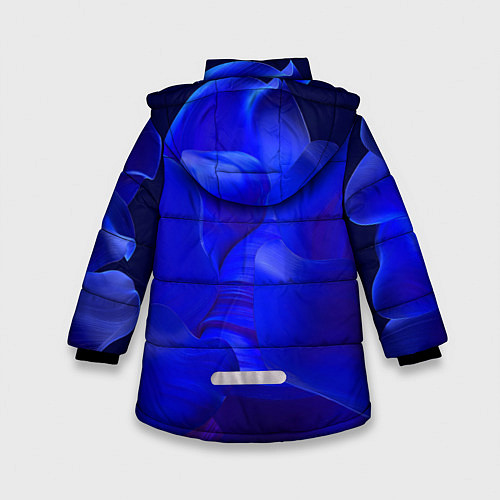 Зимняя куртка для девочки Неоновый синий цветок / 3D-Черный – фото 2