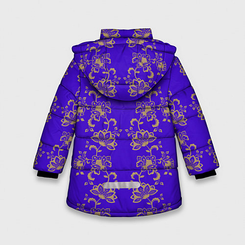 Зимняя куртка для девочки Контурные цветы на фиолетовом фоне / 3D-Светло-серый – фото 2