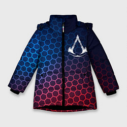Зимняя куртка для девочки Assassins Creed неоновые соты