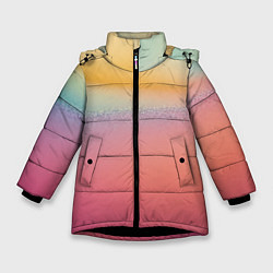 Куртка зимняя для девочки Радужные переходы градиент, цвет: 3D-черный