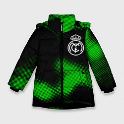 Куртка зимняя для девочки Real Madrid sport halftone, цвет: 3D-черный