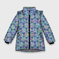 Куртка зимняя для девочки Волейбольные мячики, цвет: 3D-светло-серый