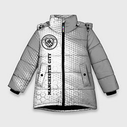 Куртка зимняя для девочки Manchester City sport на светлом фоне по-вертикали, цвет: 3D-черный