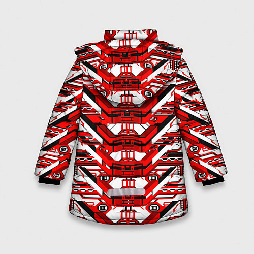 Зимняя куртка для девочки Красно-белая техно броня / 3D-Черный – фото 2
