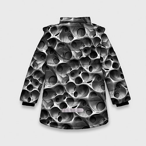 Зимняя куртка для девочки Металл - текстура / 3D-Черный – фото 2