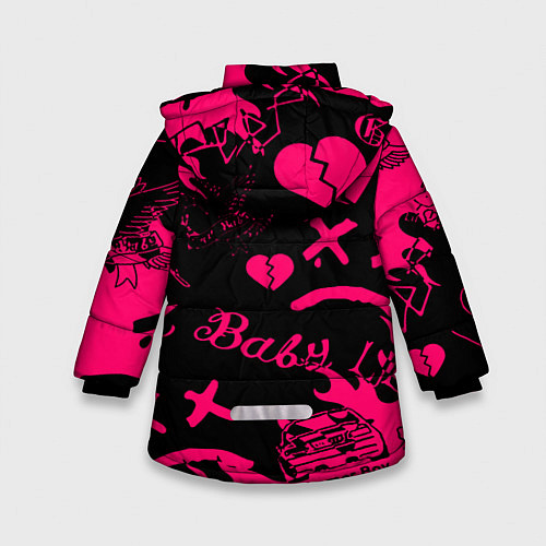 Зимняя куртка для девочки Lil peep pink steel rap / 3D-Черный – фото 2
