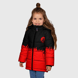 Куртка зимняя для девочки Half life logo pattern steel, цвет: 3D-черный — фото 2