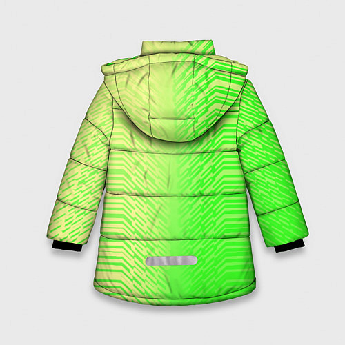 Зимняя куртка для девочки Зелёные градиентные линии / 3D-Черный – фото 2