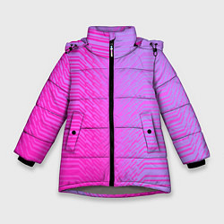 Куртка зимняя для девочки Розовые градиентные линии, цвет: 3D-светло-серый
