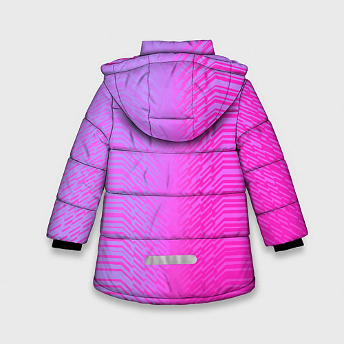 Зимняя куртка для девочки Розовые градиентные линии / 3D-Красный – фото 2