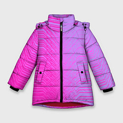 Куртка зимняя для девочки Розовые градиентные линии, цвет: 3D-красный