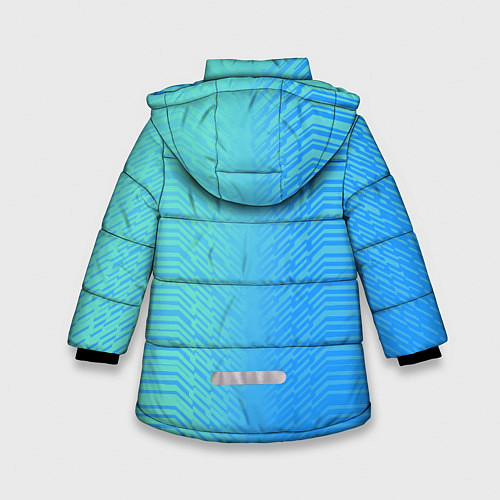 Зимняя куртка для девочки Голубые градиентные линии / 3D-Черный – фото 2