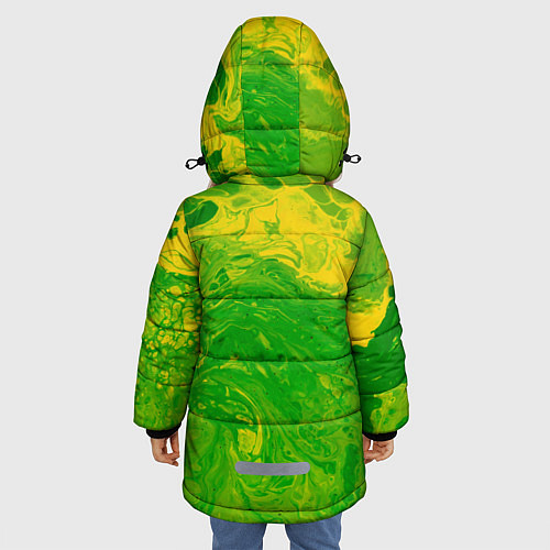 Зимняя куртка для девочки Зеленые подтеки / 3D-Красный – фото 4