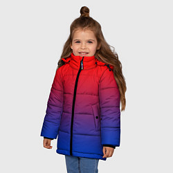 Куртка зимняя для девочки Красный и синий градиент, цвет: 3D-черный — фото 2