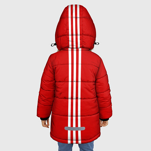 Зимняя куртка для девочки СССР гост три полоски на красном фоне / 3D-Красный – фото 4