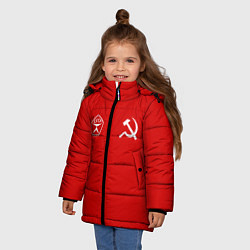 Куртка зимняя для девочки СССР гост три полоски на красном фоне, цвет: 3D-красный — фото 2