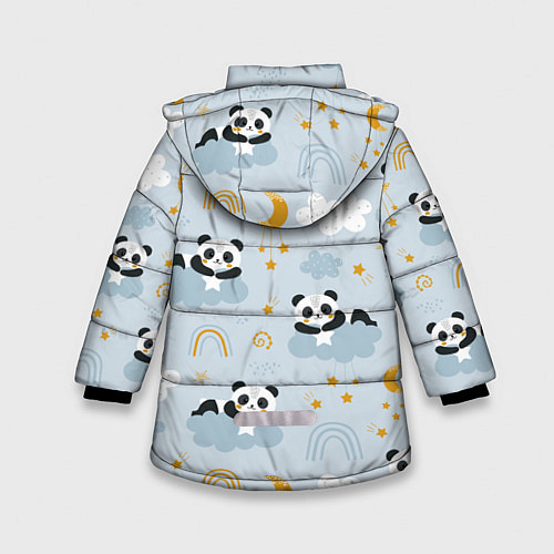 Зимняя куртка для девочки Панда на облаках / 3D-Черный – фото 2