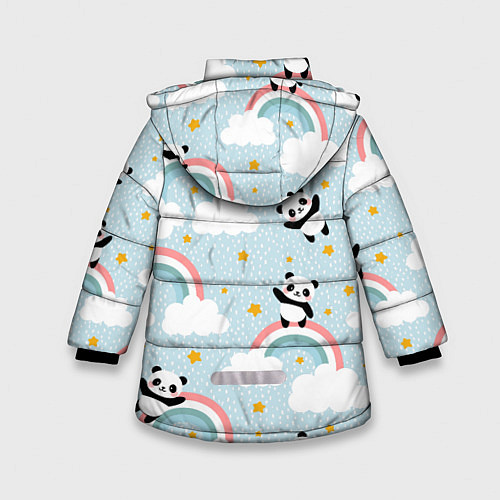 Зимняя куртка для девочки Панда на радуге / 3D-Черный – фото 2