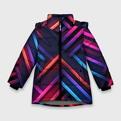 Куртка зимняя для девочки Неоновый узор пластины, цвет: 3D-светло-серый