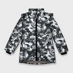 Куртка зимняя для девочки Серый пиксельный камуфляж, цвет: 3D-светло-серый