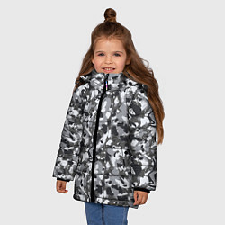 Куртка зимняя для девочки Пиксельный камуфляж серого цвета, цвет: 3D-черный — фото 2