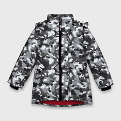 Зимняя куртка для девочки Пиксельный камуфляж серого цвета