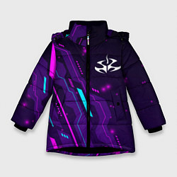 Куртка зимняя для девочки Hitman neon gaming, цвет: 3D-черный