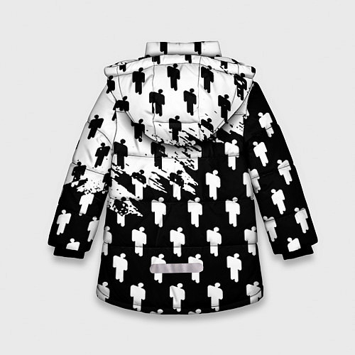 Зимняя куртка для девочки Billie Eilish pattern black / 3D-Светло-серый – фото 2