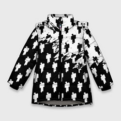 Куртка зимняя для девочки Billie Eilish pattern black, цвет: 3D-светло-серый
