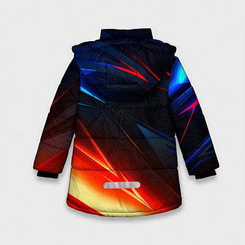 Зимняя куртка для девочки Geometry stripes neon steel / 3D-Красный – фото 2