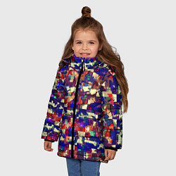 Куртка зимняя для девочки Разноцветные осколки стекла, цвет: 3D-светло-серый — фото 2