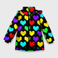 Куртка зимняя для девочки Undertale heart pattern, цвет: 3D-черный