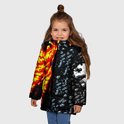 Куртка зимняя для девочки Текстура огня и воды, цвет: 3D-светло-серый — фото 2