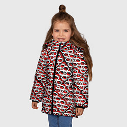 Куртка зимняя для девочки Красно-белый узор на чёрном фоне, цвет: 3D-красный — фото 2