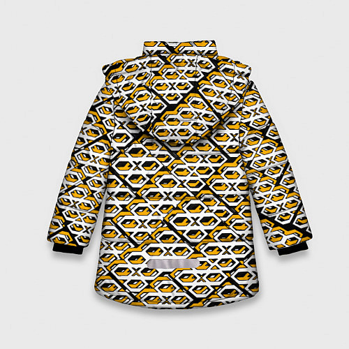 Зимняя куртка для девочки Жёлто-белый узор на чёрном фоне / 3D-Черный – фото 2