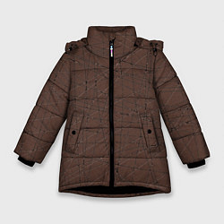 Куртка зимняя для девочки Абстракция порезы коричневый, цвет: 3D-черный
