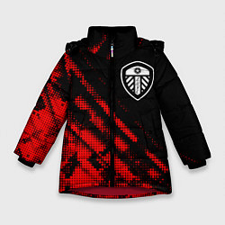 Куртка зимняя для девочки Leeds United sport grunge, цвет: 3D-красный