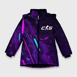 Куртка зимняя для девочки Counter-Strike 2 neon gaming, цвет: 3D-черный