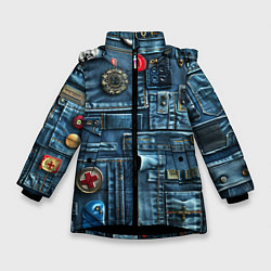 Куртка зимняя для девочки Джинсы для медработников, цвет: 3D-черный
