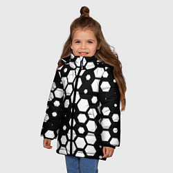 Куртка зимняя для девочки Белые соты киберпанк, цвет: 3D-черный — фото 2