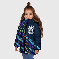 Куртка зимняя для девочки Inter градиентные мячи, цвет: 3D-черный — фото 2