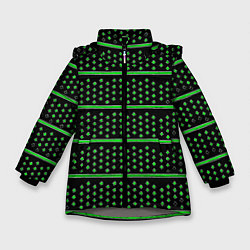 Зимняя куртка для девочки Зелёные круги и полосы