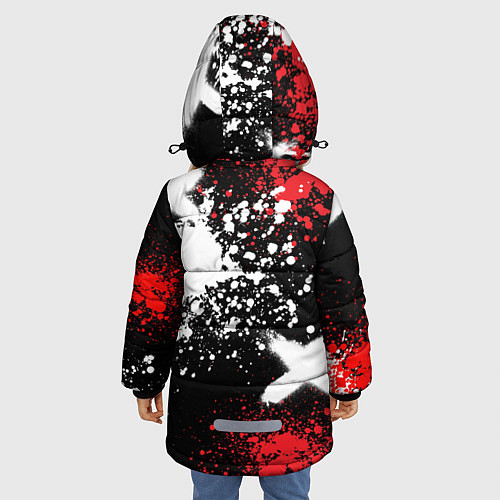 Зимняя куртка для девочки Лексус на фоне граффити и брызг красок / 3D-Красный – фото 4