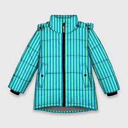 Зимняя куртка для девочки Зелёно-голубой полосатый