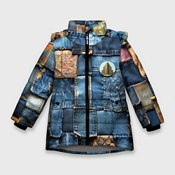 Куртка зимняя для девочки Значок архитектора на джинсах, цвет: 3D-светло-серый