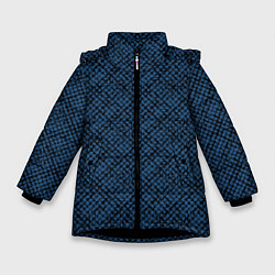 Куртка зимняя для девочки Паттерн чёрно-синий мелкая клетка, цвет: 3D-черный