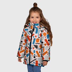 Куртка зимняя для девочки Прямоугольники и круги, цвет: 3D-светло-серый — фото 2