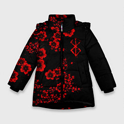 Зимняя куртка для девочки Клеймо жертвы из аниме Берсерк - красные цветы
