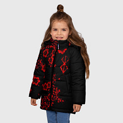 Куртка зимняя для девочки Клеймо жертвы из аниме Берсерк - красные цветы, цвет: 3D-светло-серый — фото 2