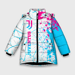 Зимняя куртка для девочки Juventus neon gradient style по-вертикали